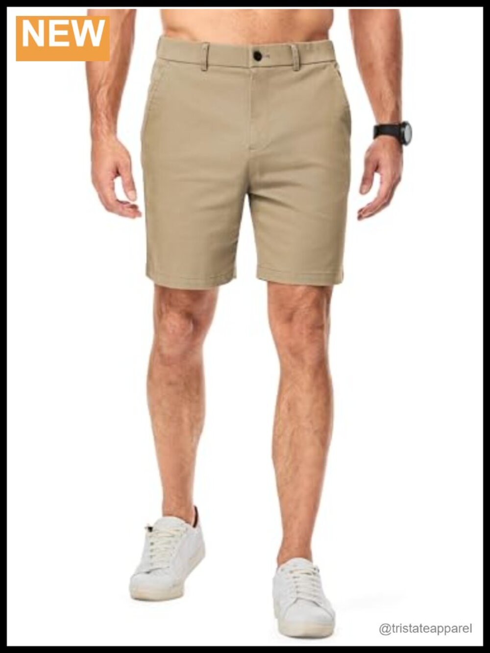 Men's Classic-Fit 7" Chino Short Summer Stretch Waist Cotton Twill Casual Dress